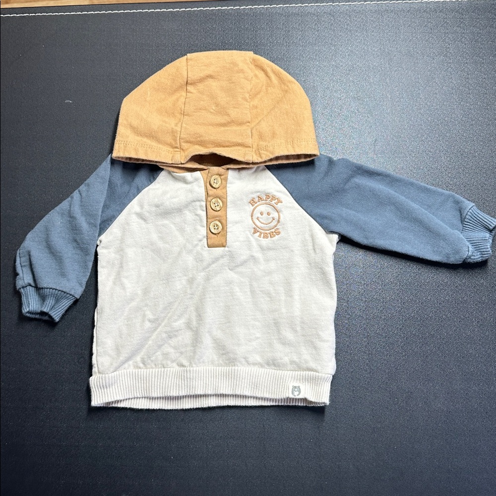 Rabbit Bear Organic Hooded Henley Sweatshirt | 6–9 Months